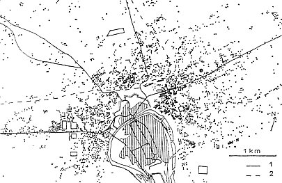 Expansion extra-muros de Besançon - 1930 (M. CHEVALIER et J.-J. SCHERRER, Documents sur le développement urbain de Besançon entre 1840 et 1940, Annales littéraires de l’Université de Besançon). 