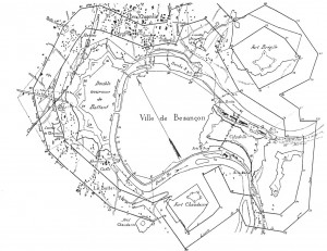 Plan du service du Génie concernant les servitudes défensives de l’agglomération de Besançon - 1880-1890 